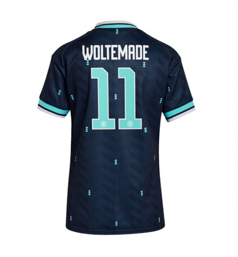 Německo Nick Woltemade #11 Venkovní Dres pro Dámské MS 2026 Krátký Rukáv Německo Nick Woltemade #11 Venkovní Dres pro Dámské MS 2026 Krátký Rukáv